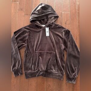 TNA rich mocha brown velour hoodie NWT XS